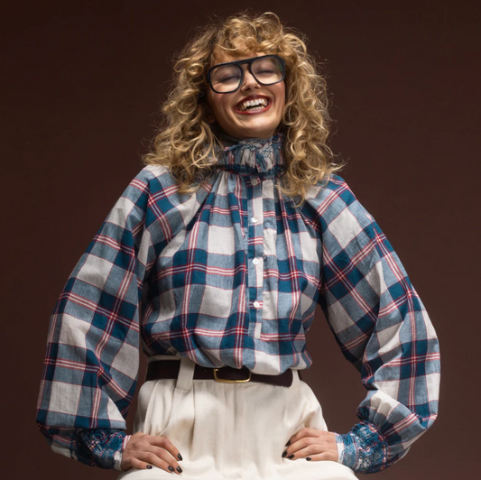 Blouse Tartan Bleu Abril - V de Vinster