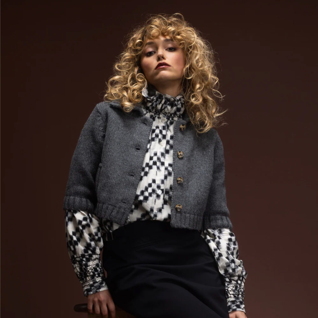 Blouse Abril Ikat Noir et Blanc - V de Vinster