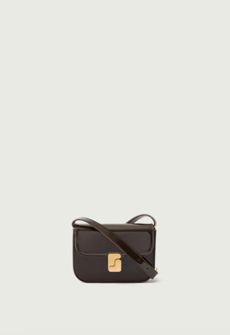 Sac Bell Very Mini Vernis Marron Foncé - Soeur