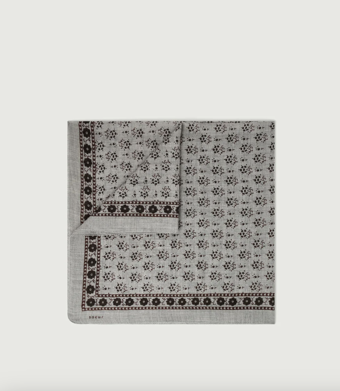 Foulard Classique Laine Gris Clair/Vert Foncé - Soeur