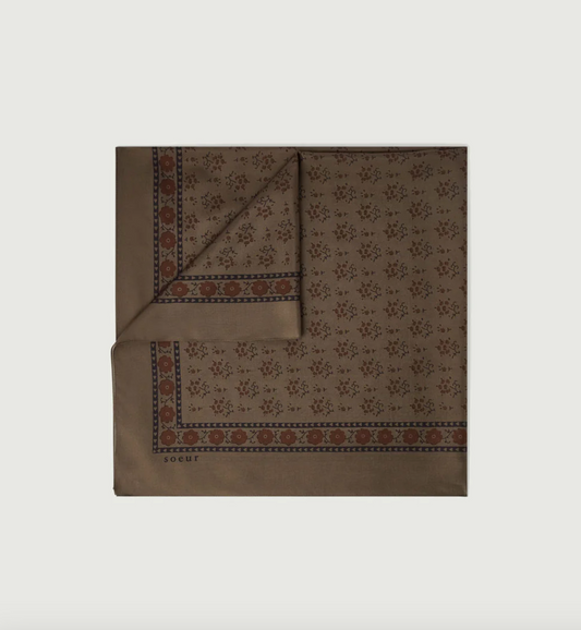 Foulard Classique Soie Gris/Marron - Soeur