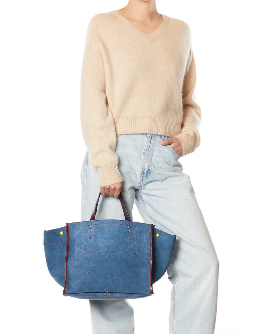 Cabas Léon M Croûte Velours Jeans - Jérôme Dreyfuss