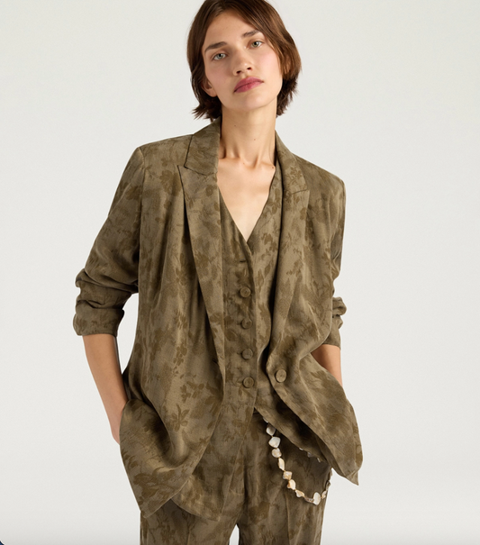Veste Mayfair Cupro Jacquard Verde Militare - Momoni