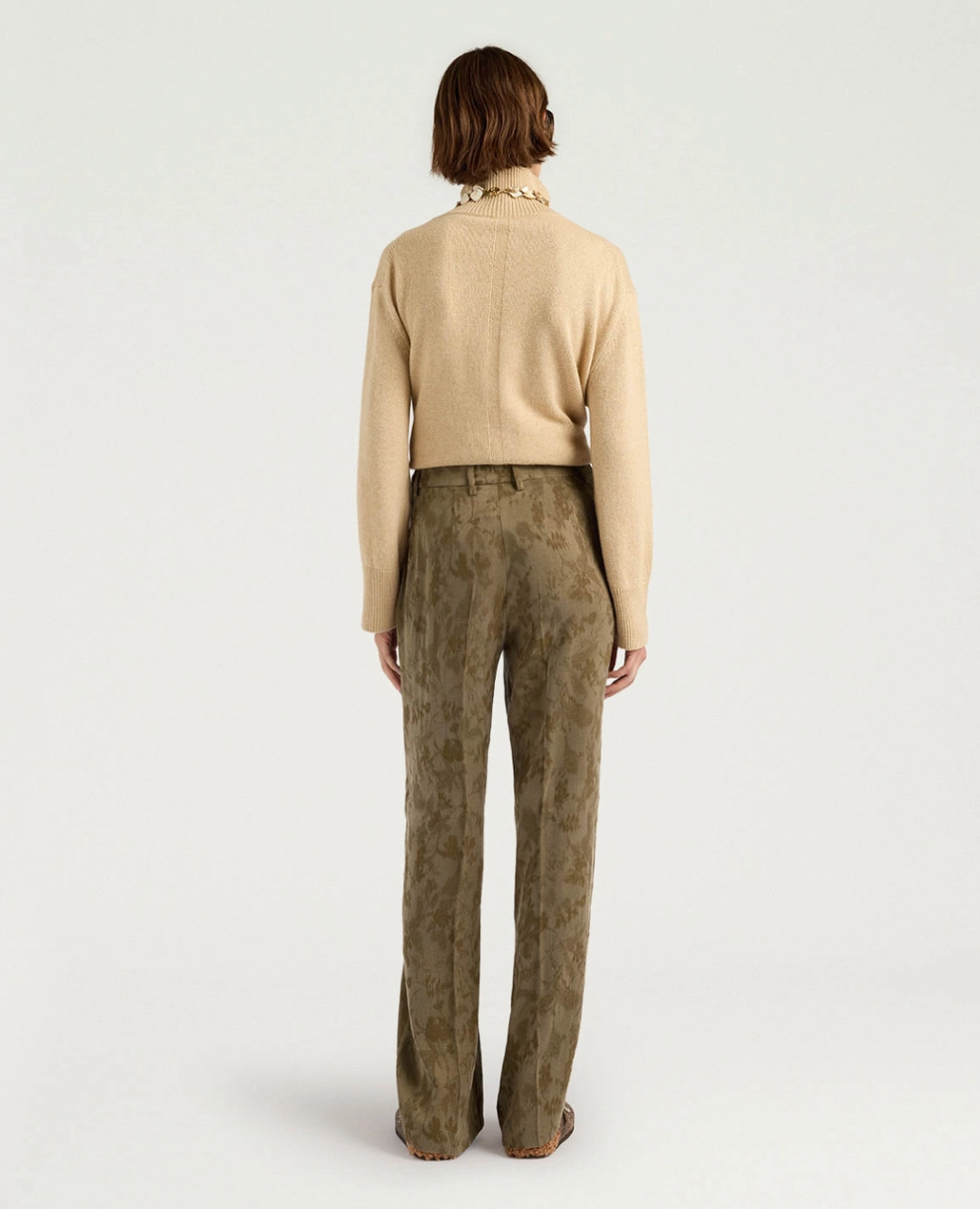 Pantalon Milton Cupro Jacquard Vert Militare - Momoni