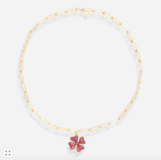 Collier Shamrock Émaillé Prune - Alexandra Margnat