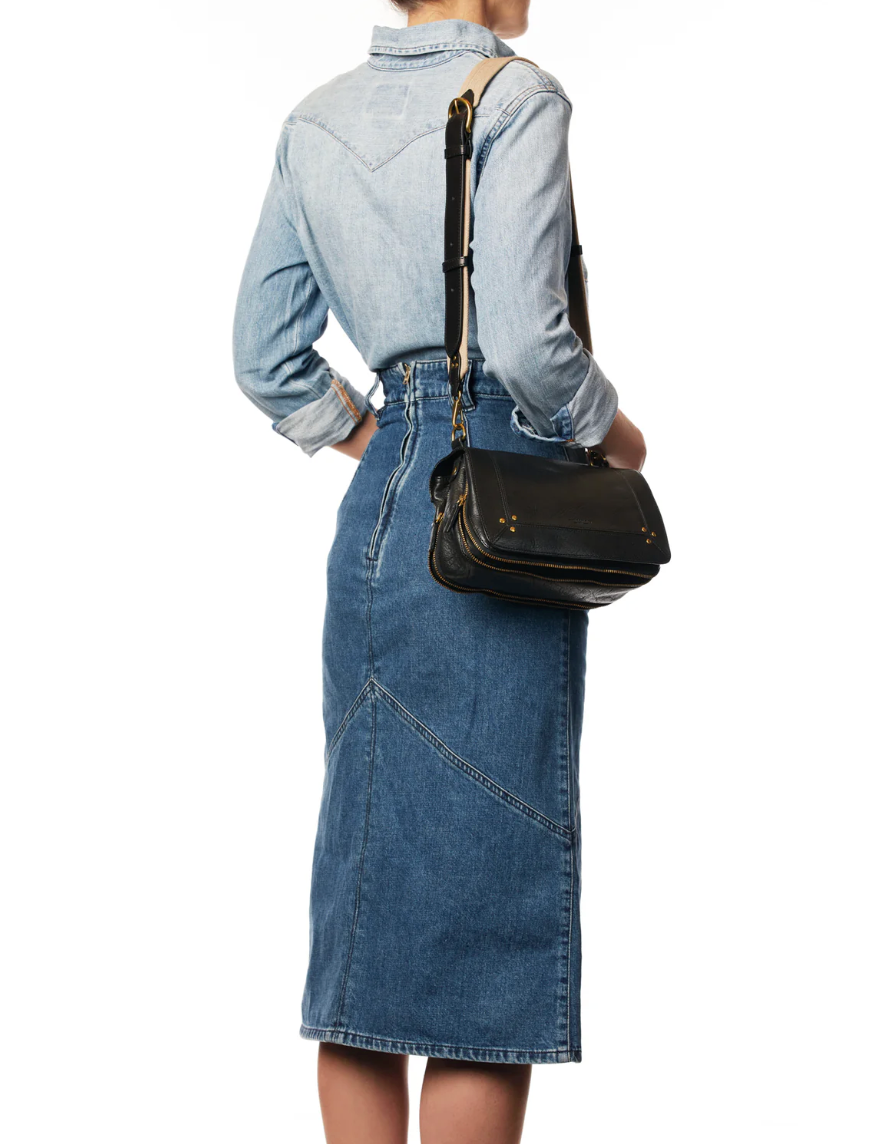 Bandoulière Sangle Large Naturelle Vachette Noir Brass- Jérôme Dreyfuss