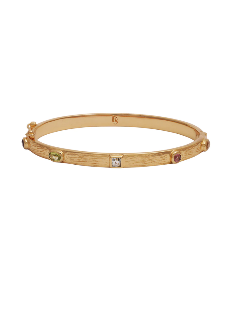 Jonc 5 Éléments Tourmaline Rose Péridot - Dorothée Sausset