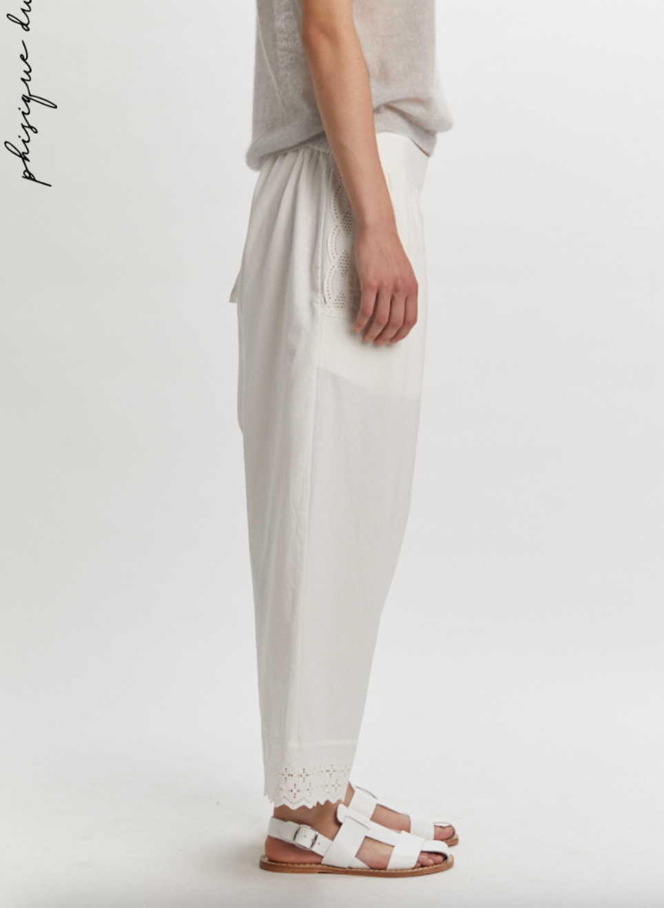 Pantalon Grandmother Blanc Détails Dentelle - Phisique du Role