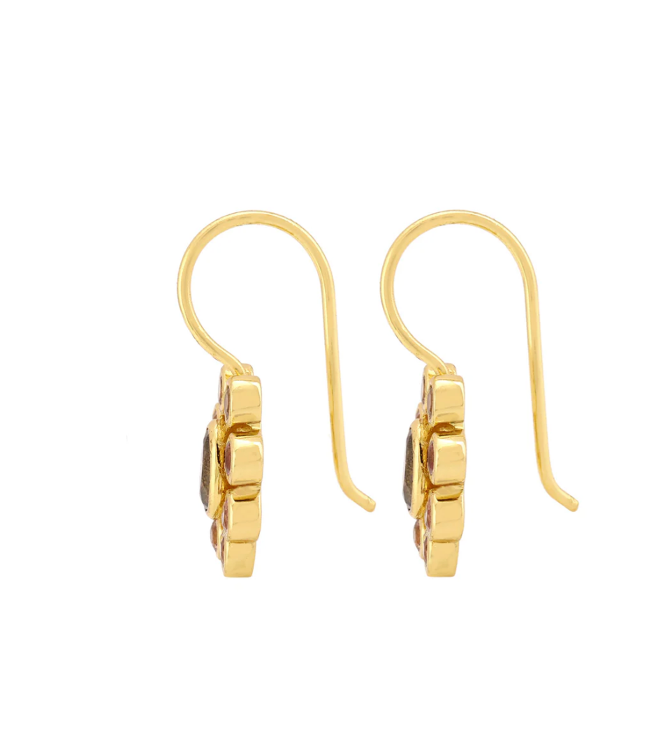 Boucles d'Oreilles 9 Planètes Labradorite/Tourmaline Rose - Dorothée Sausset