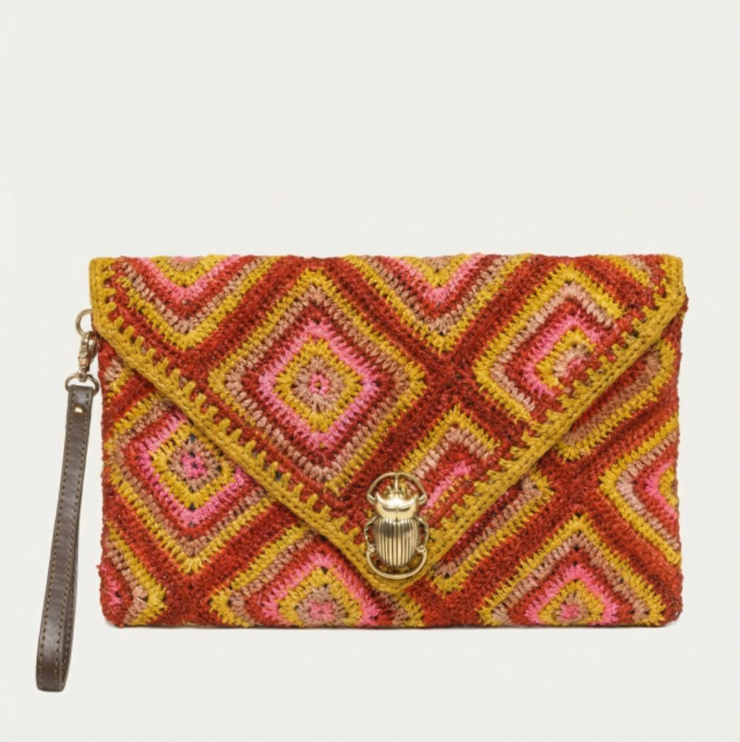 Pochette Alicia Raphia Rose - Claris Virot