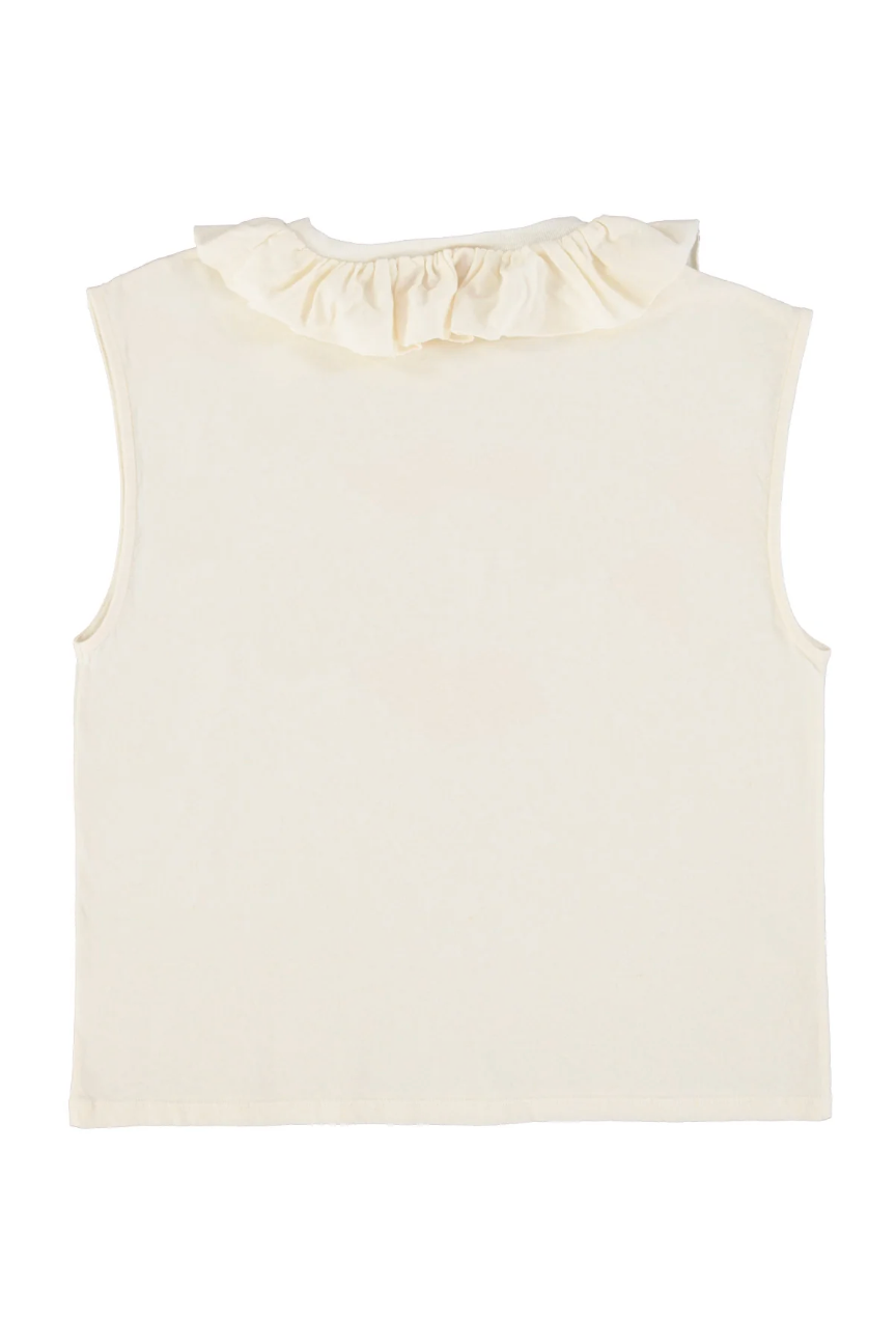 Sleeveless T-Shirt W/ Collar Red Lip Print - Sisters Department