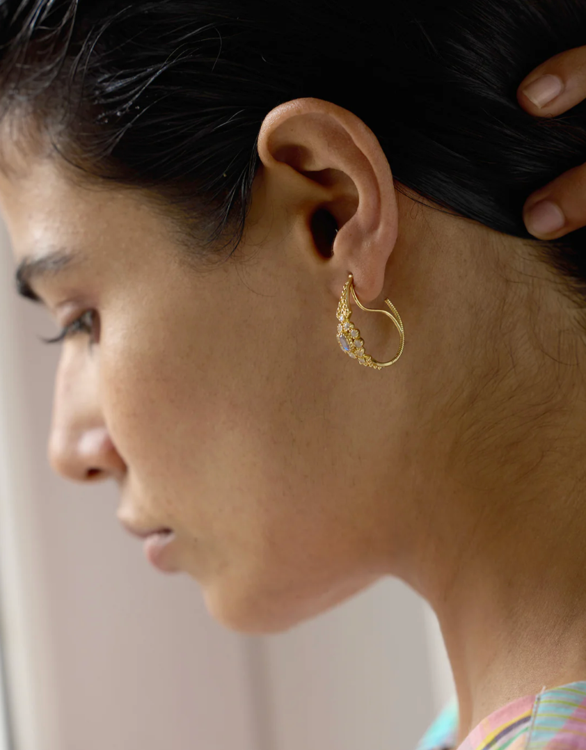 Boucles d'Oreilles Anne Labradorite et Pierre de Lune - Dorothée Sausset