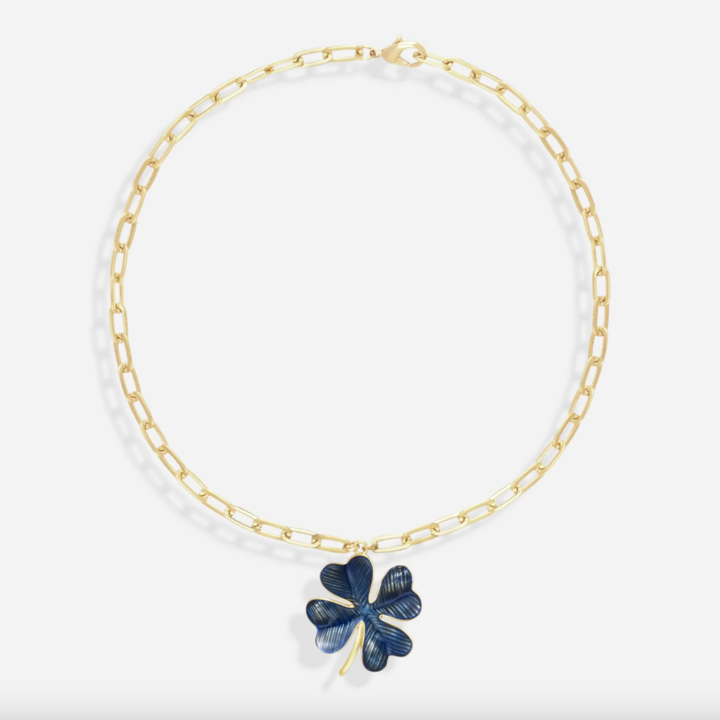 Collier Shamrock GM Émaillé Bleu - Alexandra Margnat