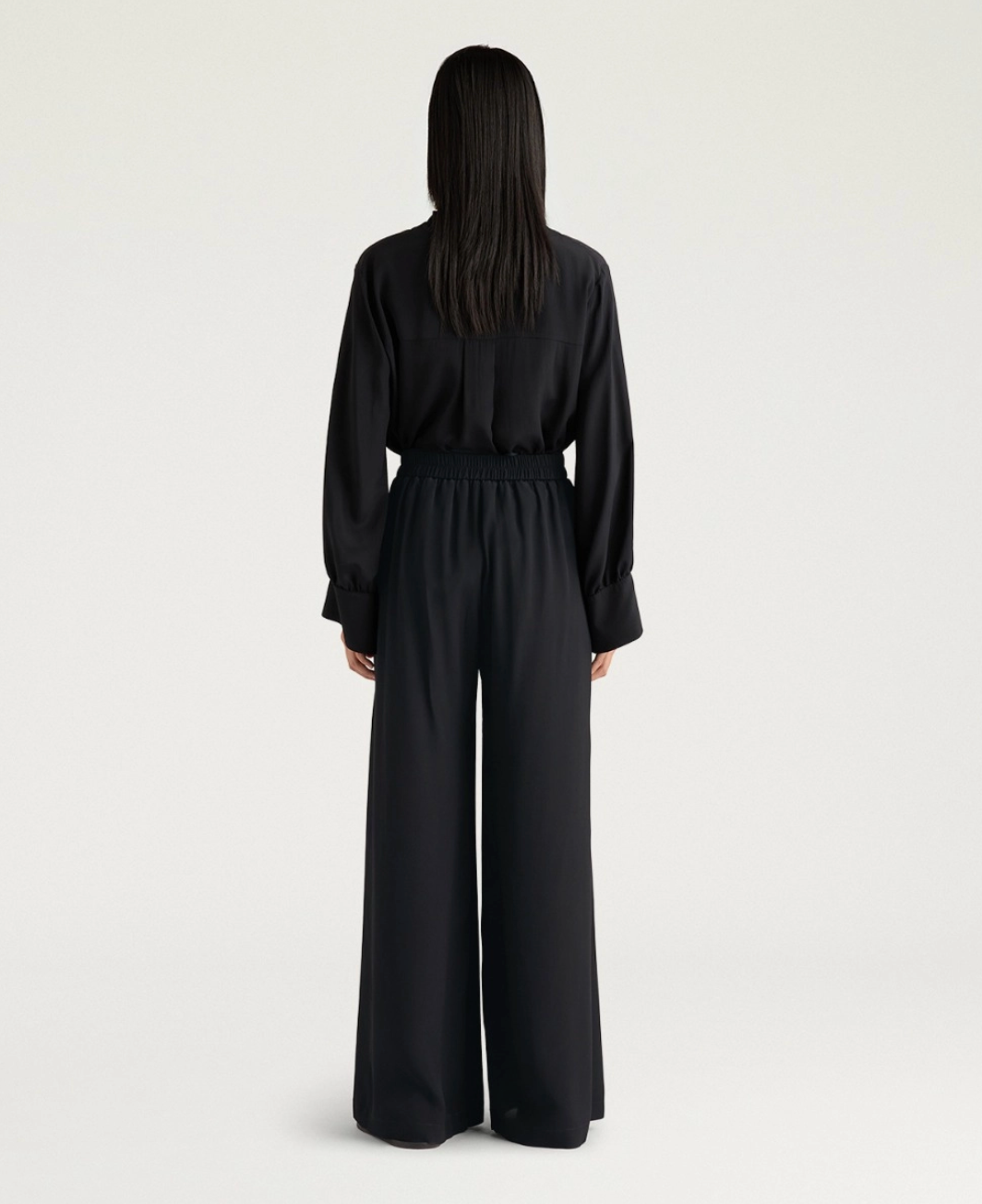 Pantalon Aspen Soie Uni Noir - Momoni