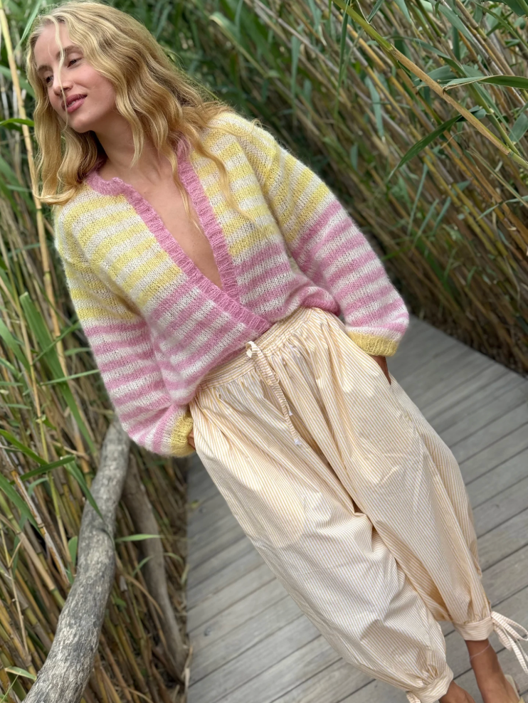 Genie Pant Rayures Jaune - Rose Carmine