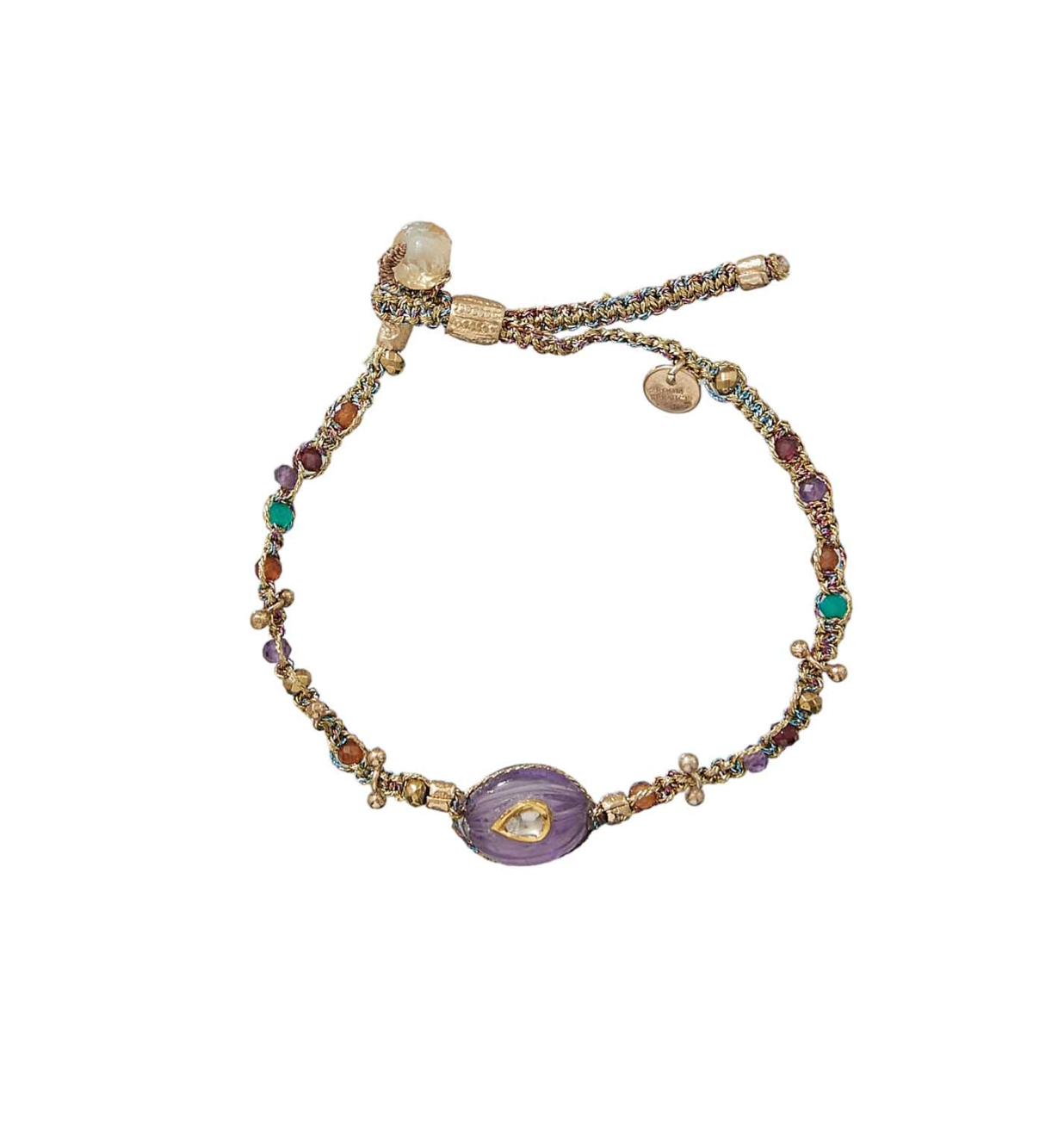 Kasha Bracelet Macramé Améthyste et Diamant Polki - Room Service