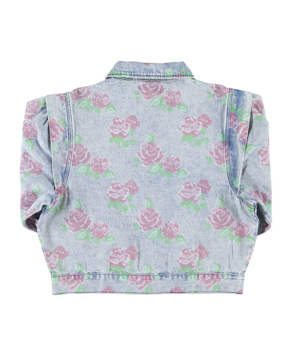 Jacket Washed Blue Denim w/ Flowers - Sisters Department