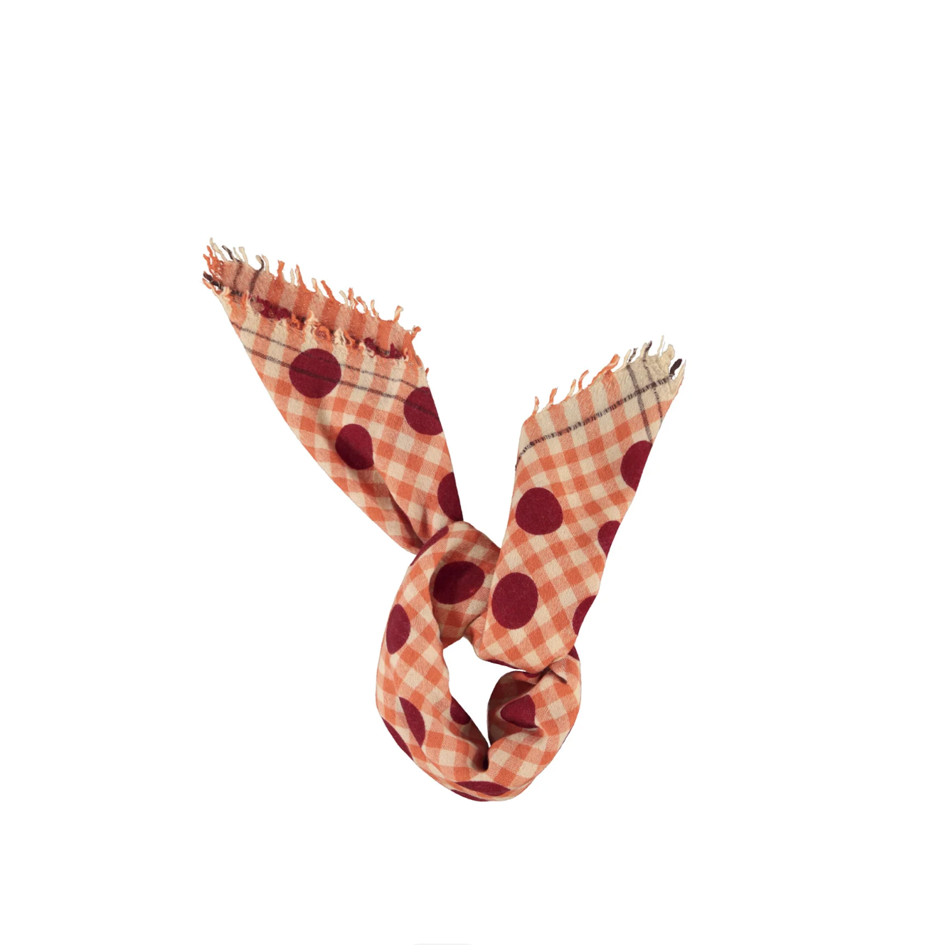 Scarf Orange Checkered W/ Polka Dots -Sisters Department