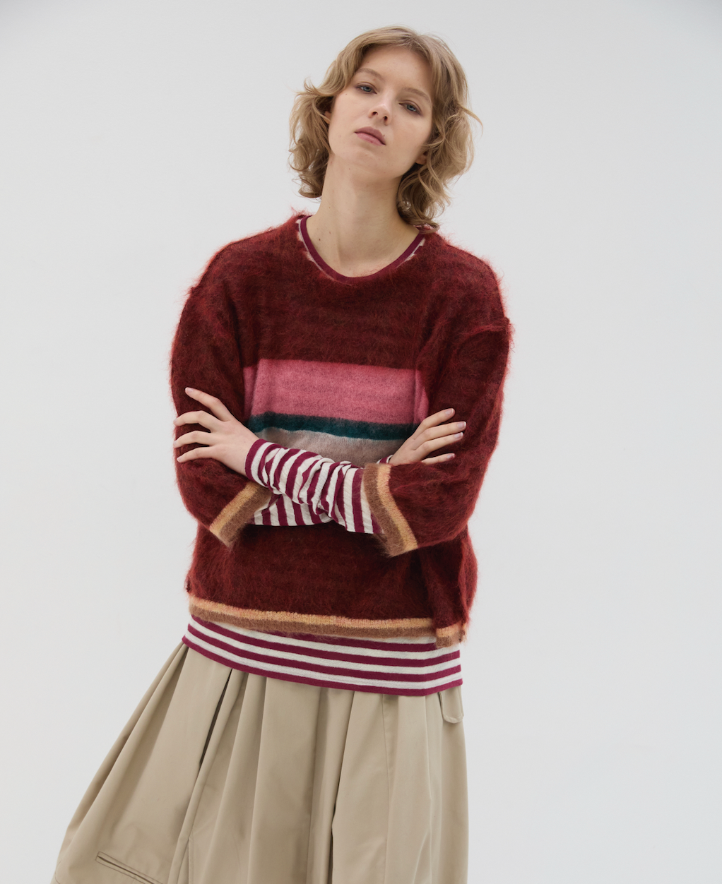 Pull Mohair Bandes Multicolores Wine - Phisique du Role