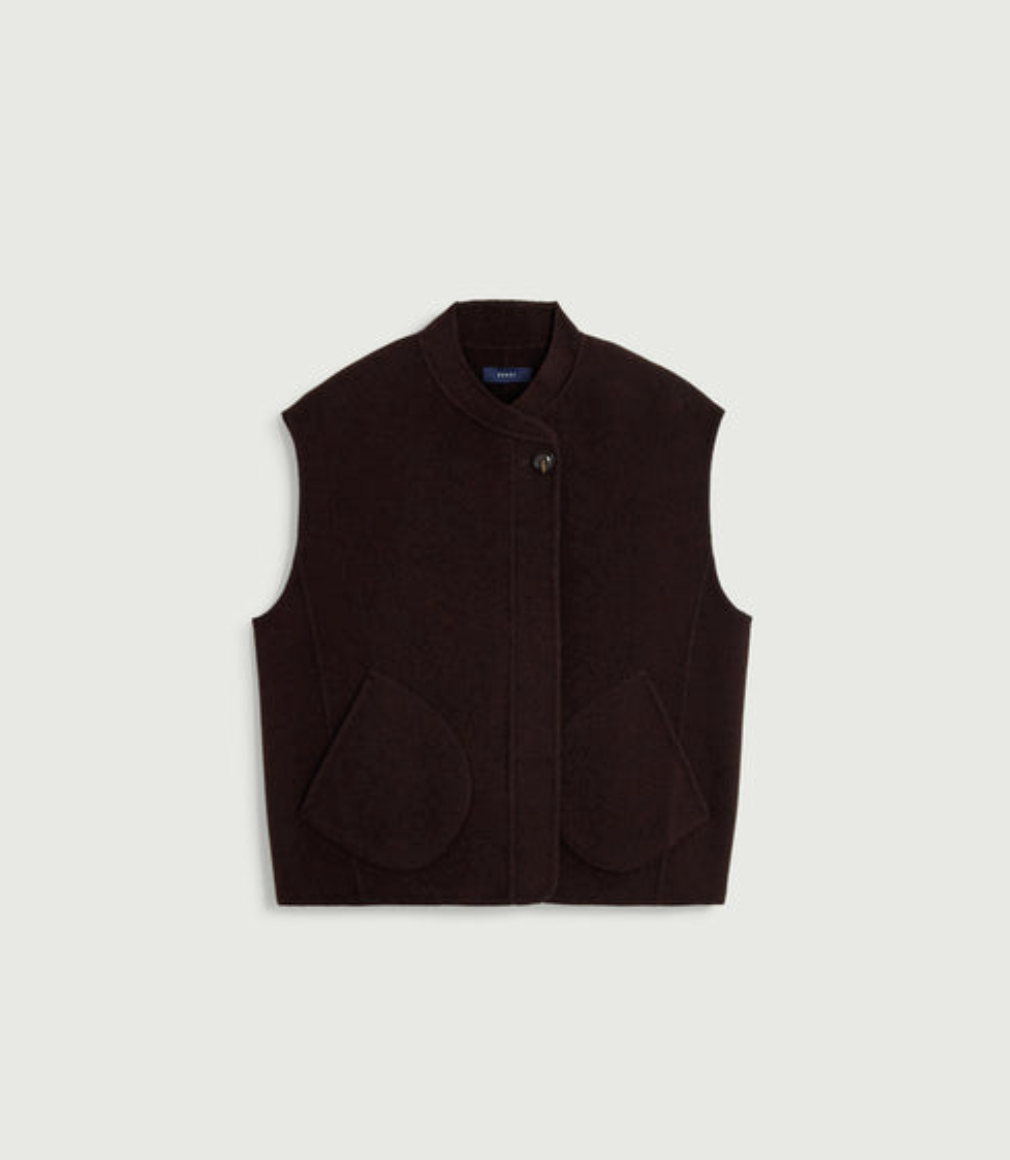 Blouson Adeline Laine Marron Foncé - Soeur