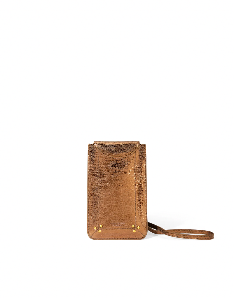 étui téléphone lamé bronez