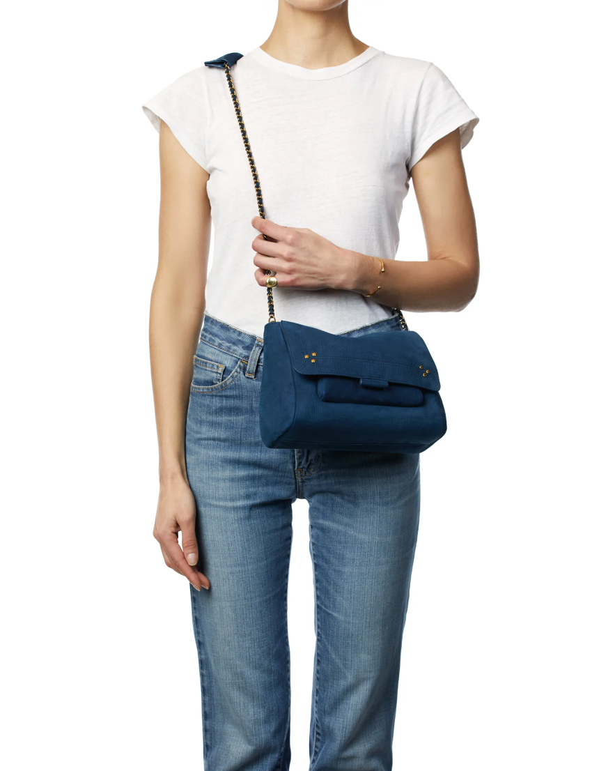 Sac Lulu M Cuir Imprimé Croco Marine - Jerome Dreyfuss