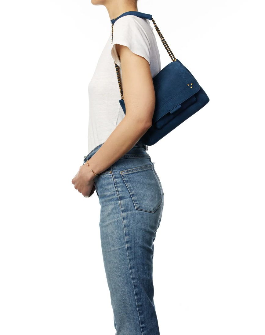 Sac Lulu M Cuir Imprimé Croco Marine - Jerome Dreyfuss