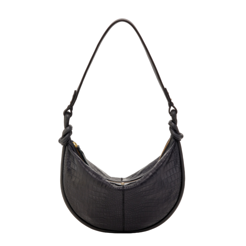 Sac Cuir Embossé Croco Chris Noir - Claris Virot