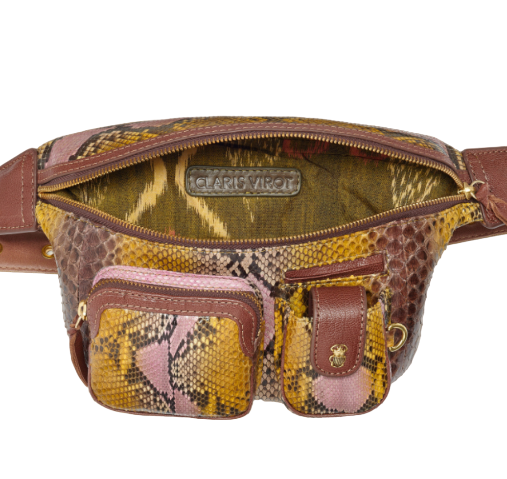 Sac Banane Python Romeo Peint Main Roche - Claris Virot