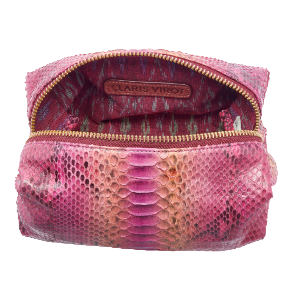 Trousse Python Paulette Rose Bordeaux - Claris Virot