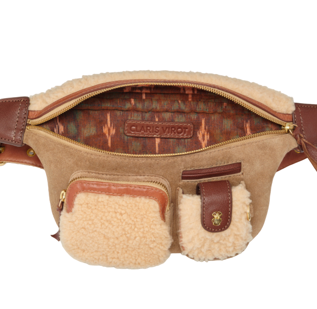 Sac Banane Cuir Roméo Olive et Crème - Claris Virot