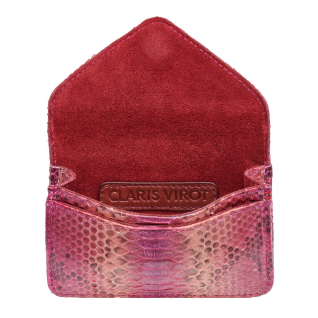 Porte Cartes Python Alex Bordeaux Rose - Claris Virot