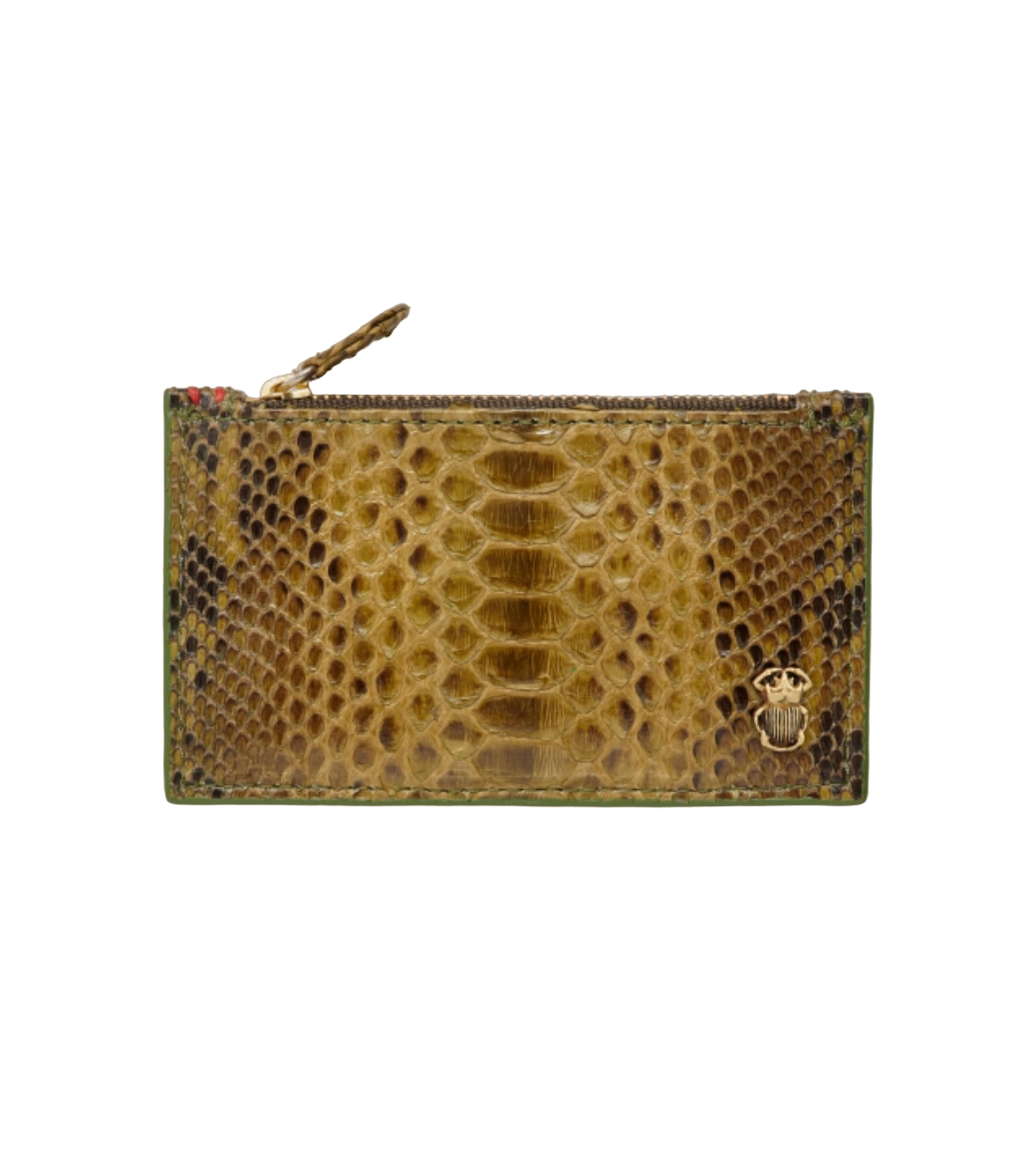 Porte Carte Python Helena Dark Kaki - Claris Vivot