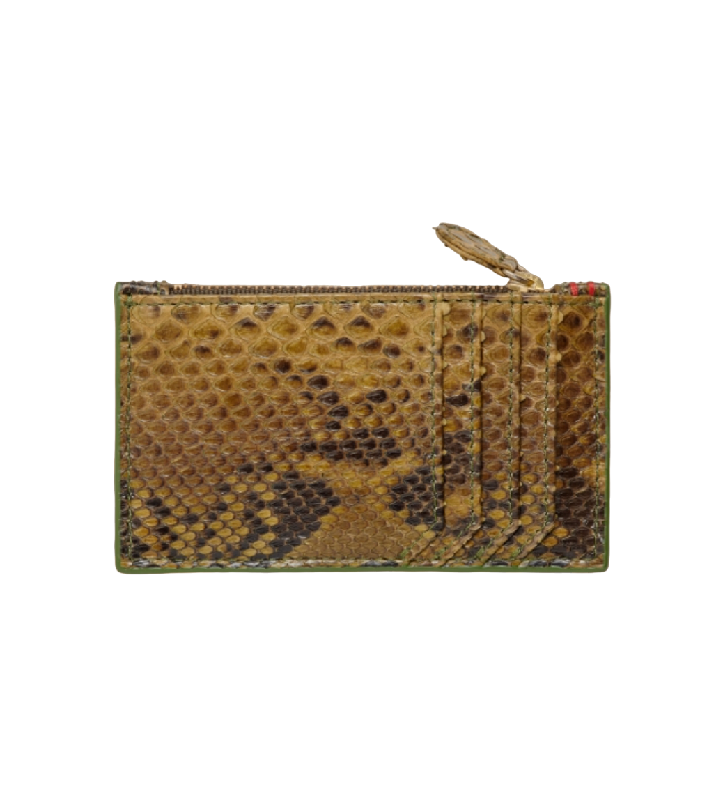 Porte Carte Python Helena Dark Kaki - Claris Vivot