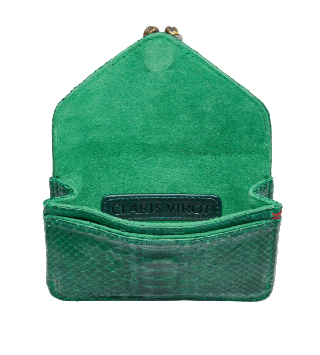 Porte Cartes Python Alex Vert Pelouse - Claris Virot