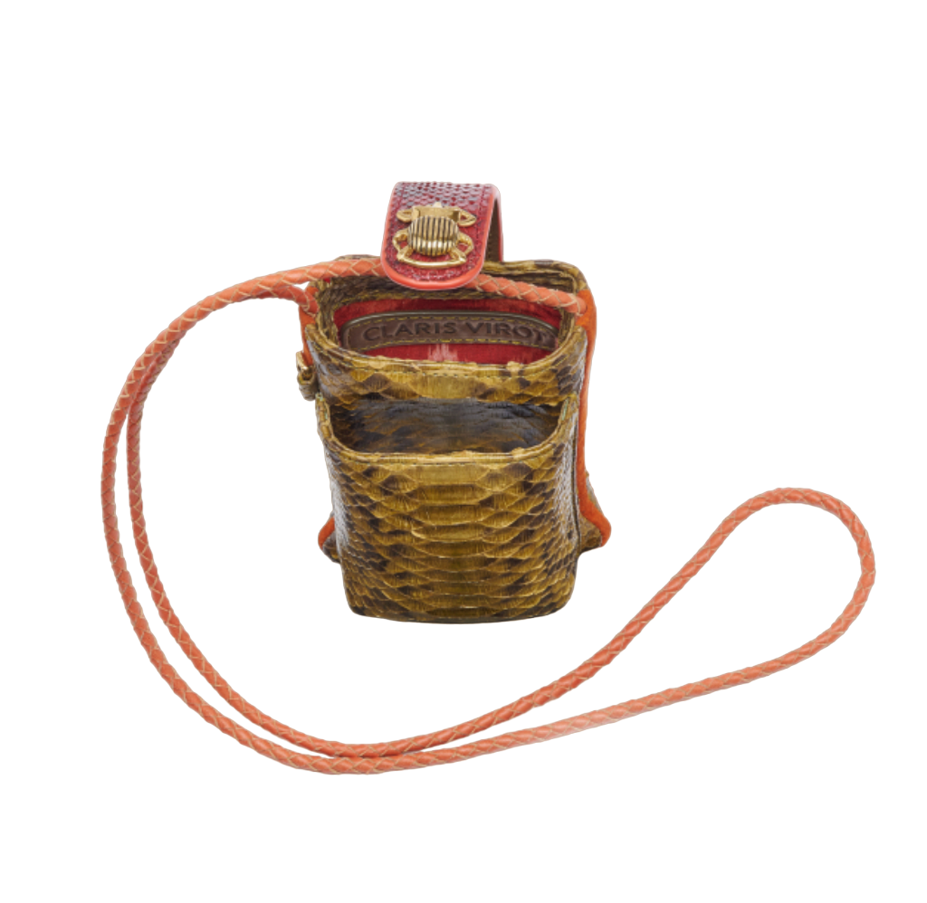 Etui à Téléphone Python Double Marcus Kaki Bordeaux - Claris Virot