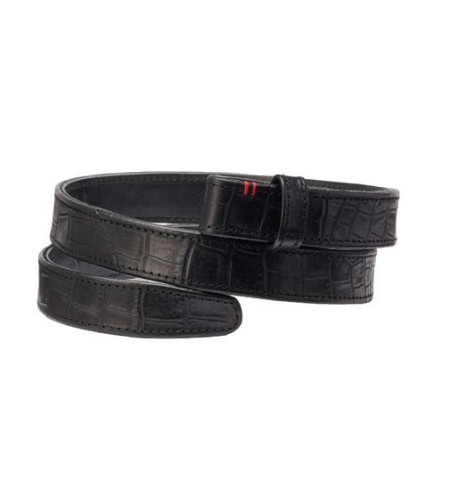 Baby Ceinture Cuir Embossée Croco Noir - Claris Virot