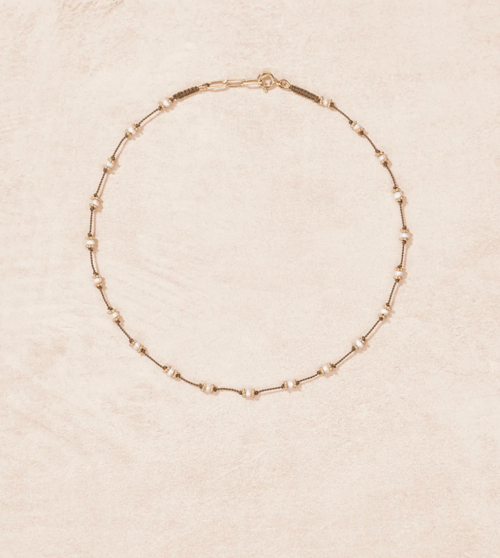 Collier Lotus Beige Perles d'Eau Douce - Tityaravy