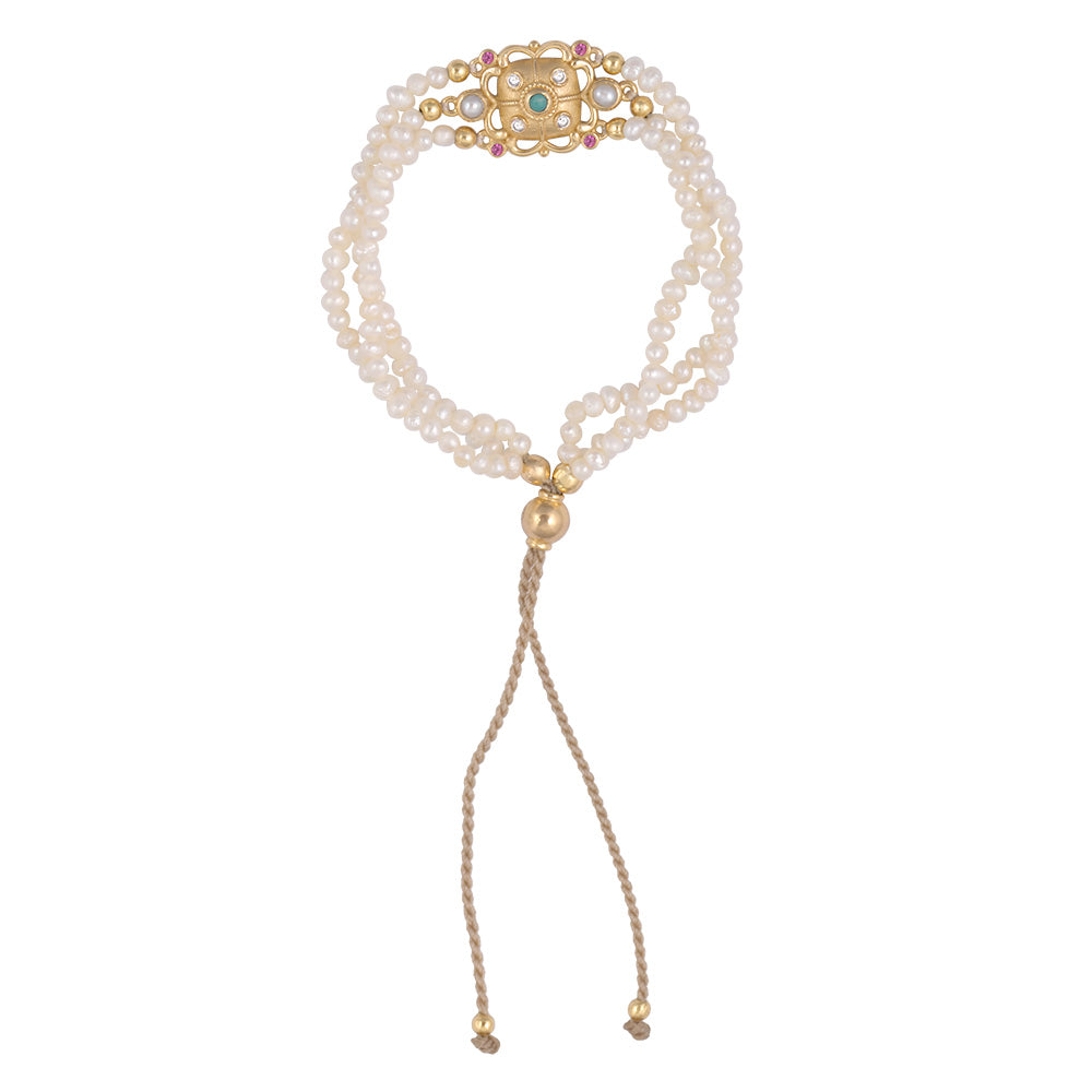 Bracelet avec pendentif orné de turquoise et zircons