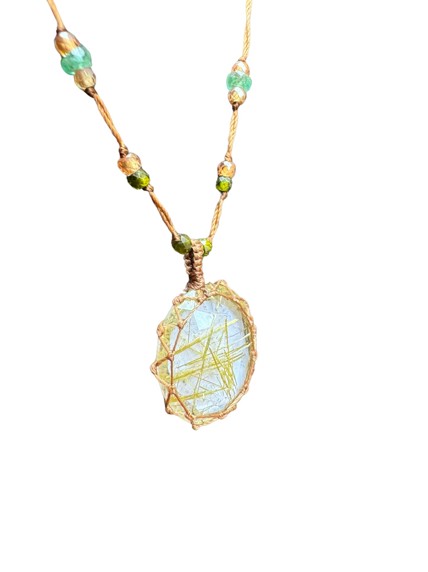 Collier tibétain court Rutile Gold - Sharing