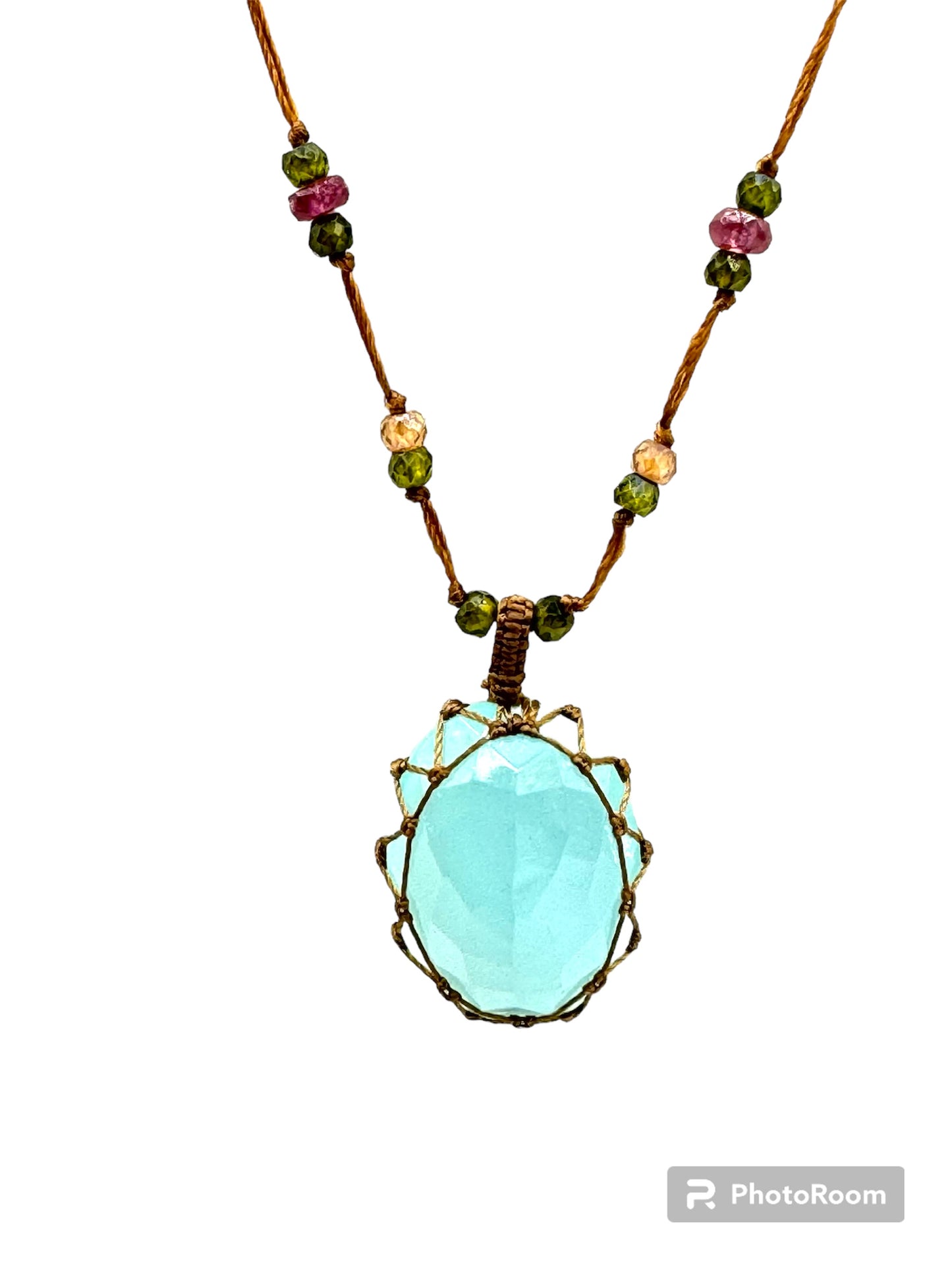 Collier tibétain court Calcédoine - Sharing