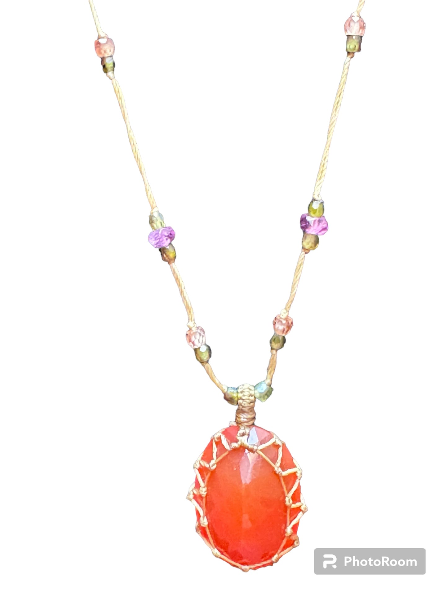 Collier tibétain court Cornaline - Sharing