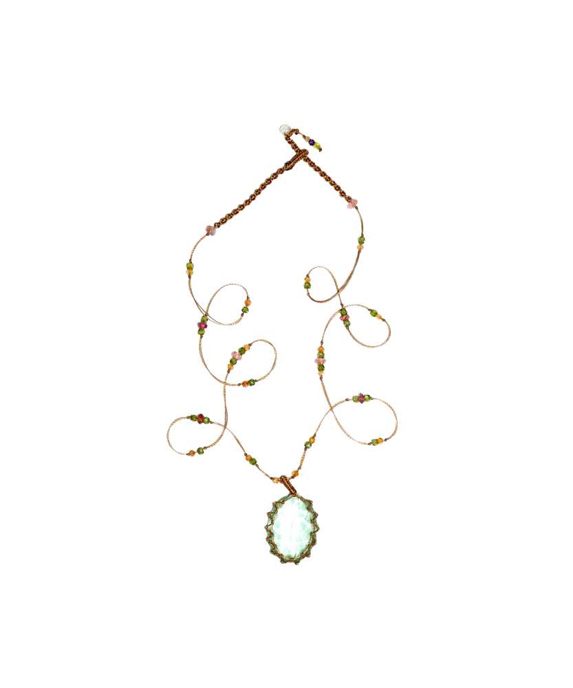 Collier tibétain court Fluorite - Sharing