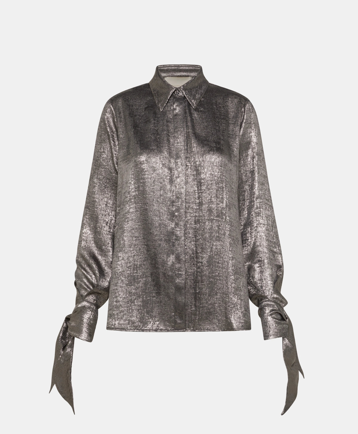 Chemisier Sake en laminé fluide argent - Momoni