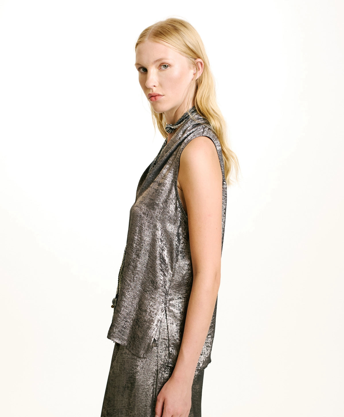 Top Kiri en laminé argent - Momoni