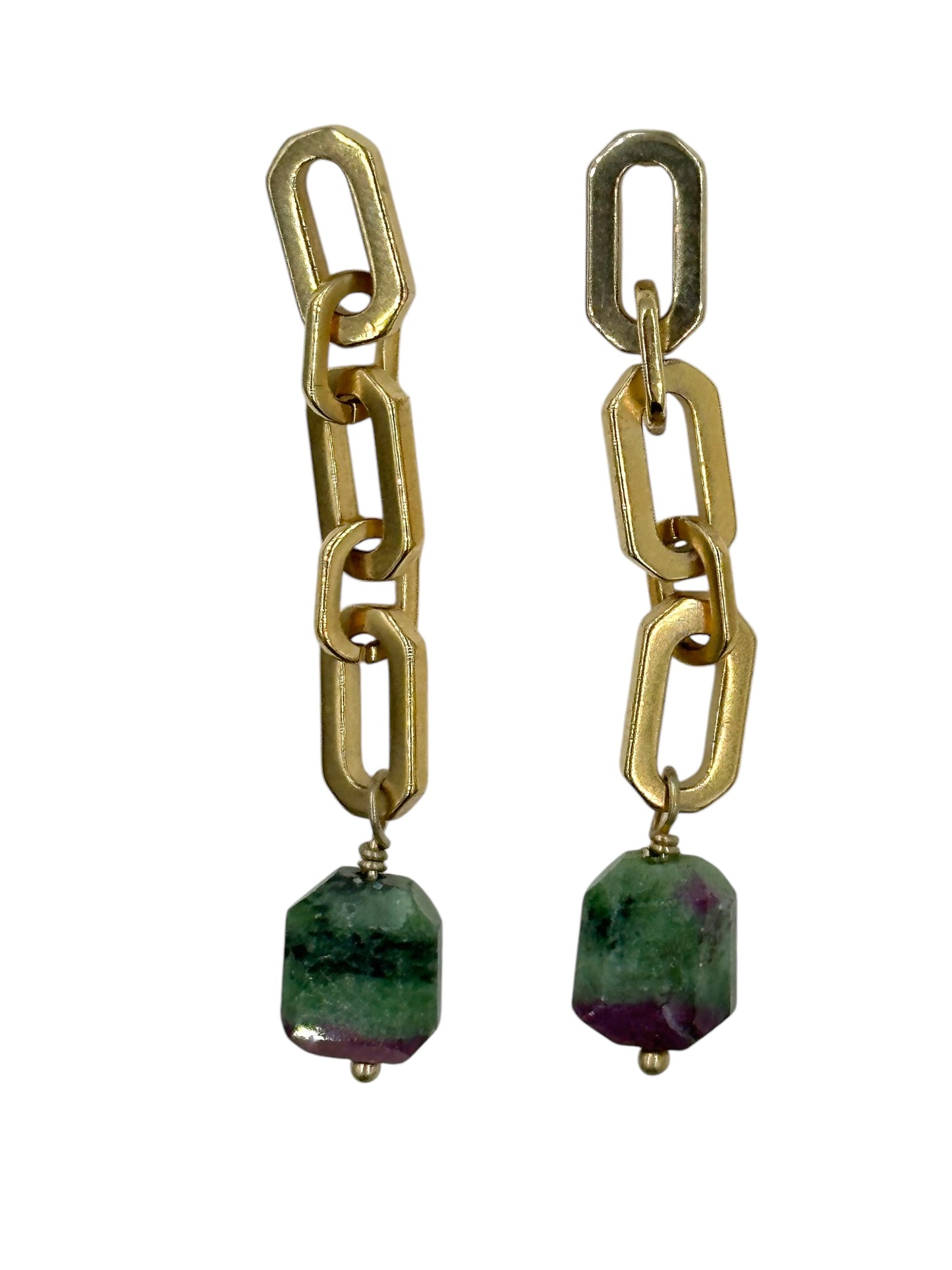 Boucles d'Oreilles Pendantes Rubis Sur Zoïsite - Hanka ïn