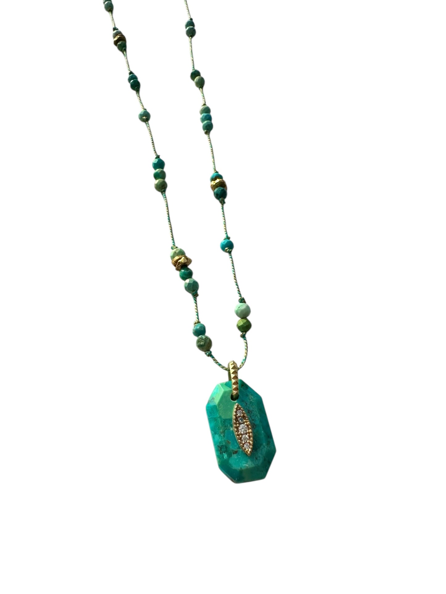 Sautoir réglable fil et turquoises - Hanka ïn