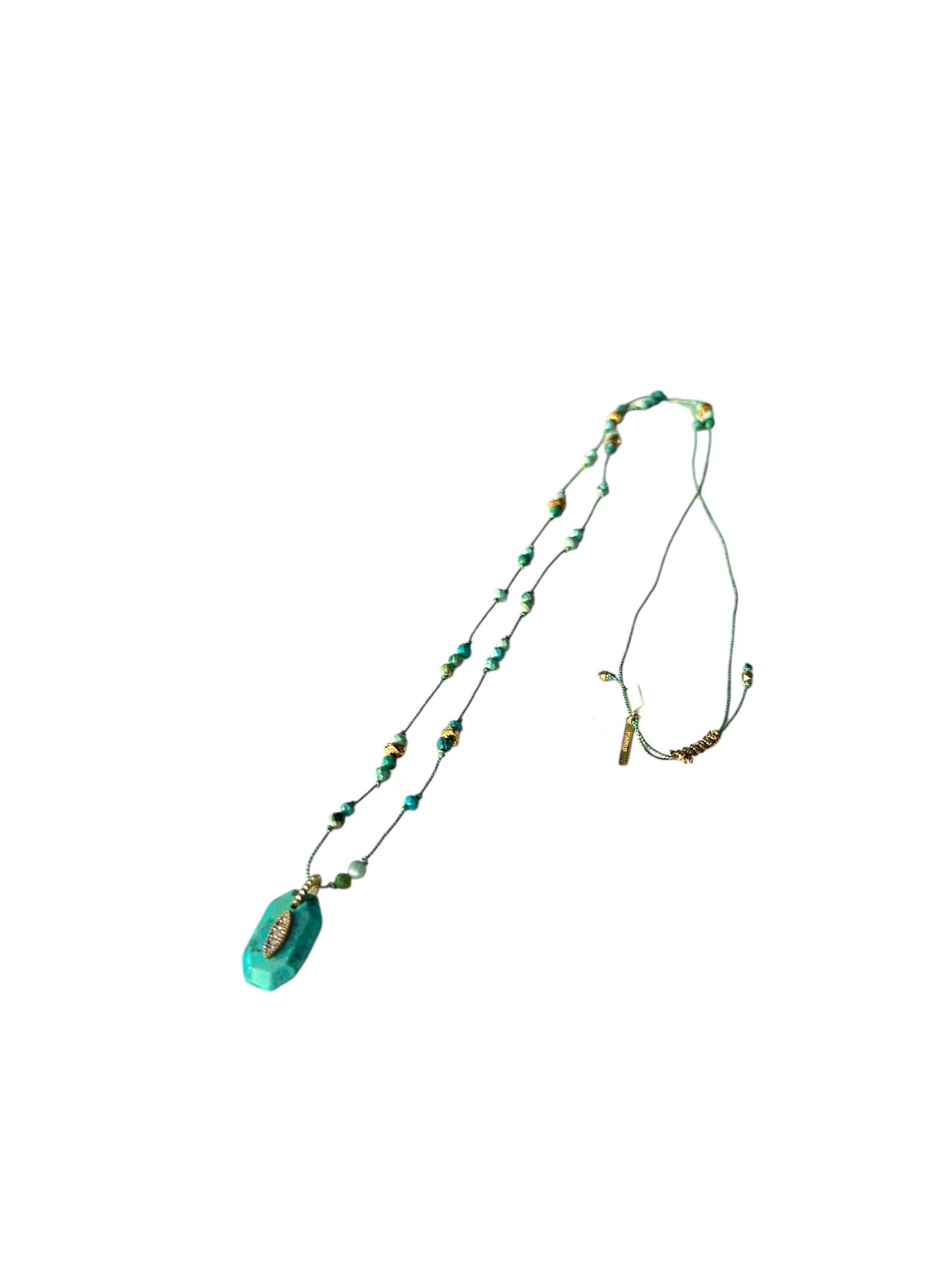 Sautoir réglable fil et turquoises - Hanka ïn