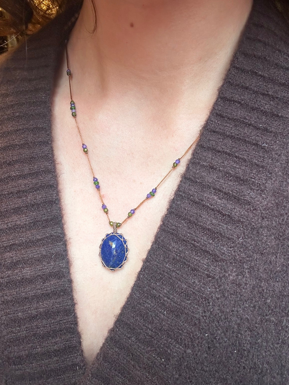 Collier Court Tibétain Lapis Lazuli - Sharing