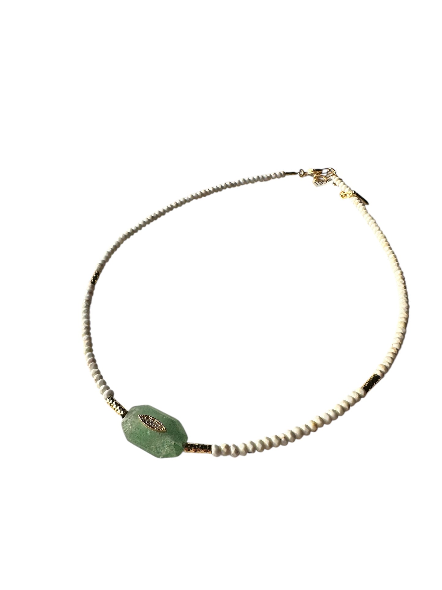 Collier Inside 2 Quartz Vert/Perles Blanches - Hanka ïn